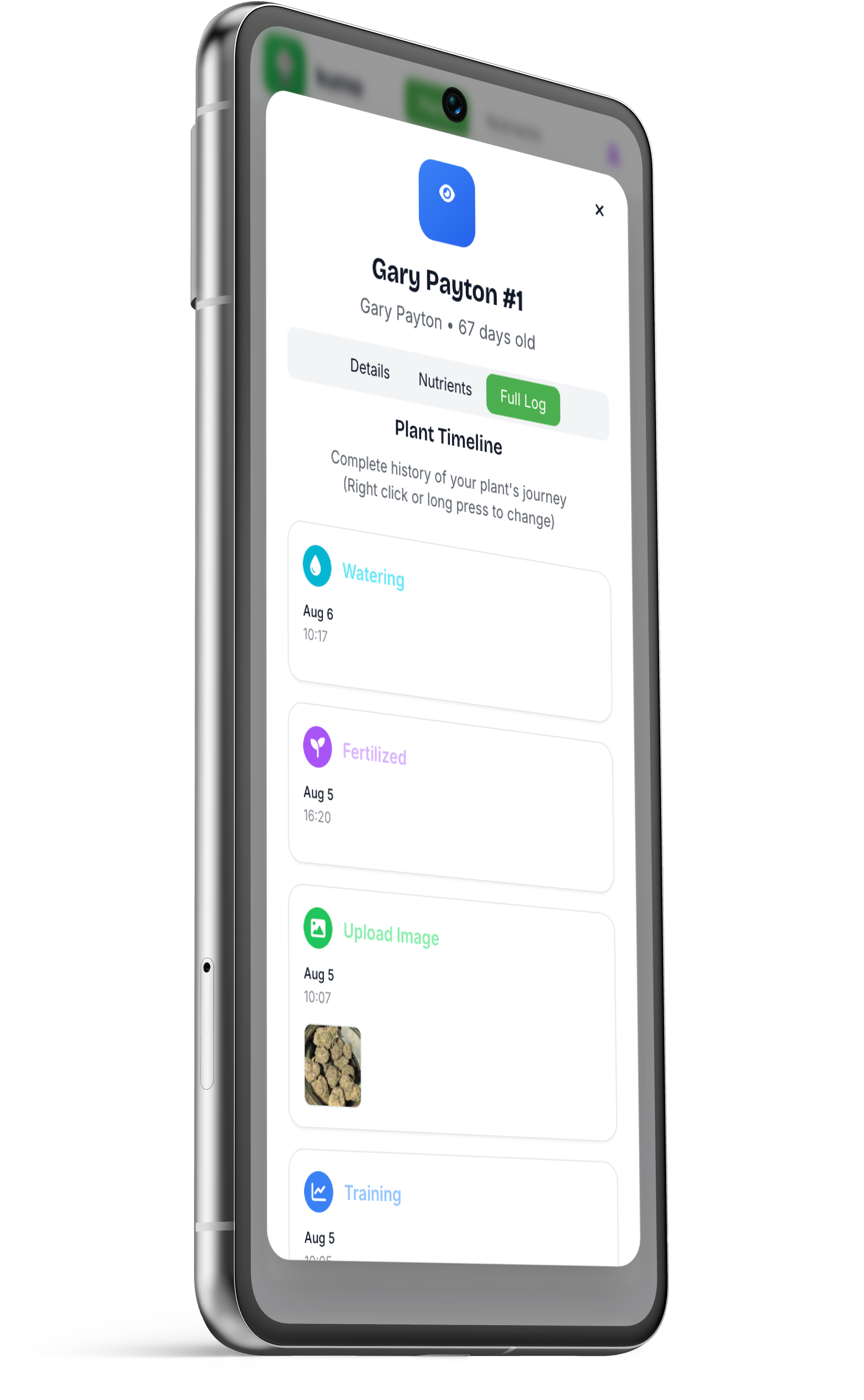 Kumo mobile – Logging view