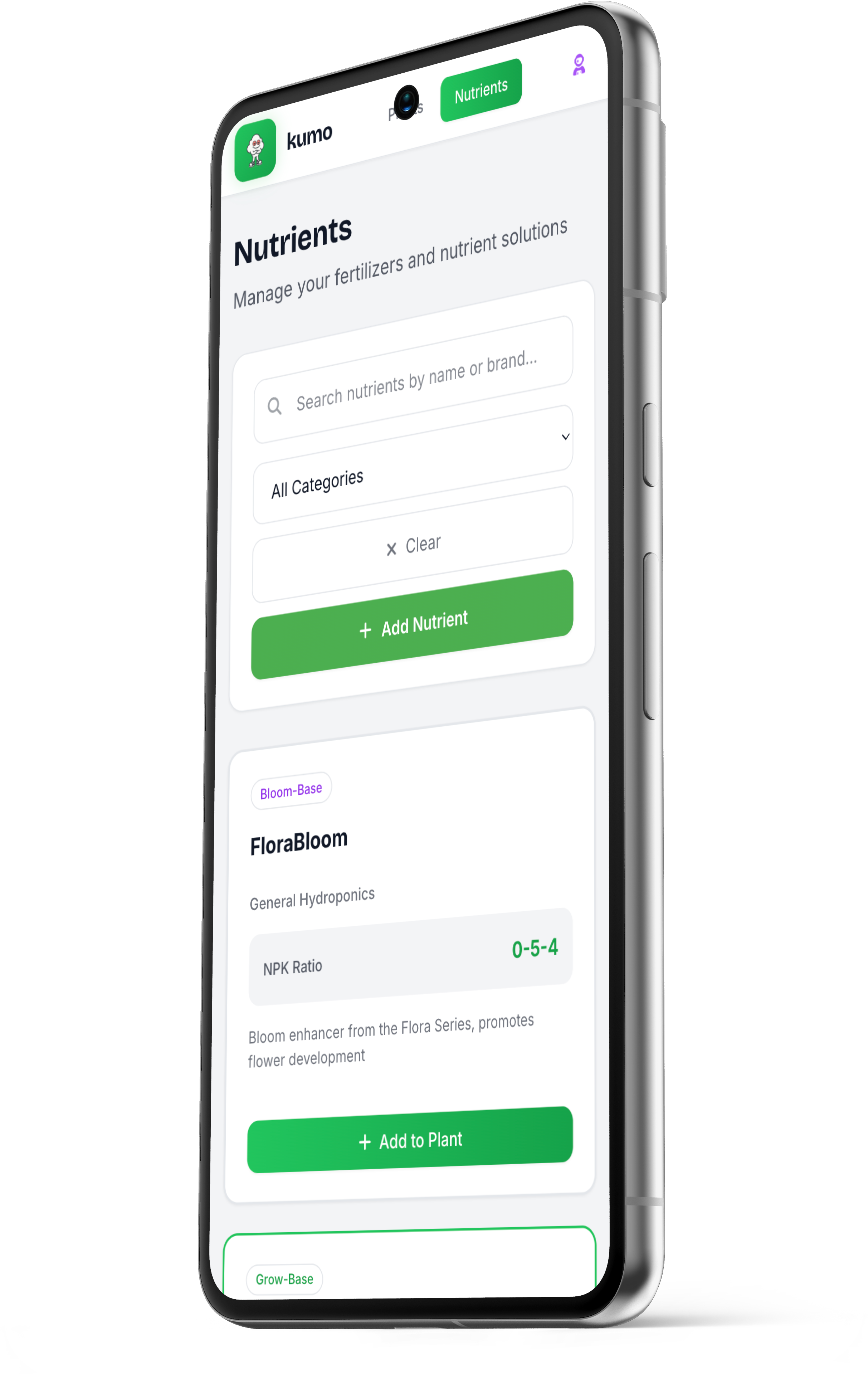 Kumo mobile – Plant cards