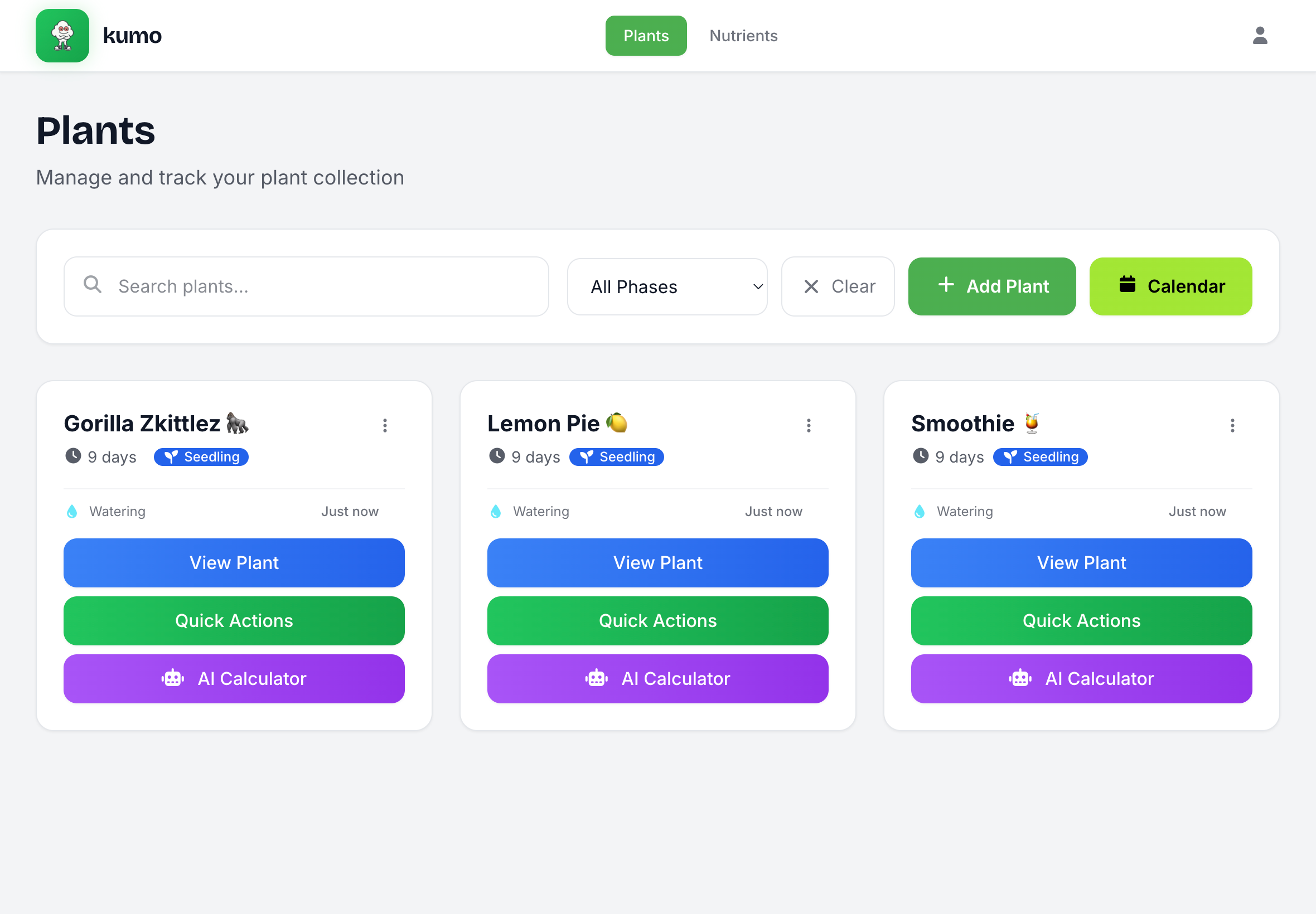 Kumo App Dashboard